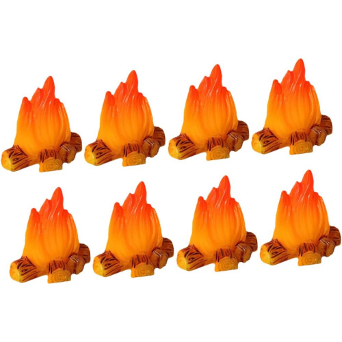 8τμχ Fire Micro Landscape Ornaments Μινιατούρες Ρητίνη Fake Campfire Εξωραϊσμός Fire Model Fire Model
