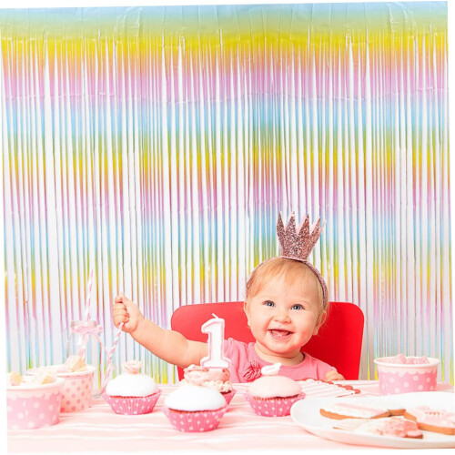 Rainbow Backdrop Rainbow Foil Fringe Curtains Backdrop 2τμχ Διακοσμητικά Κουρτίνας βροχής 2