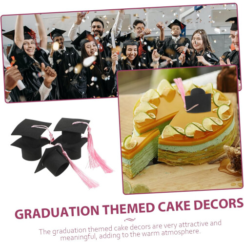 Grad Cap Cake Στολίδια Σετ 10τμχ Διακοσμητικά Καπέλων Bachelor για τούρτες πάρτι 1