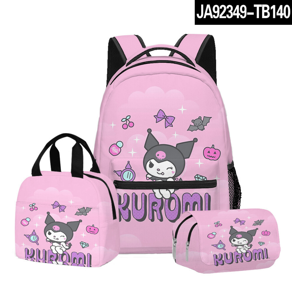(24 styles, Three-piece set) New digital full print Kuromi kuromi student schoolbag cartoon backpack lunch bag pencil bag three-piece set-image-OPC-PGM5KZ9-NEW