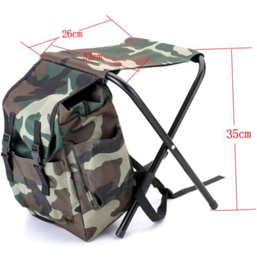Camouflage 2-σε-1 σκαμπό σακίδιο πλάτης Compact για Camping Beach Picnic Ελαφρύ φορητό κάθισμα 2