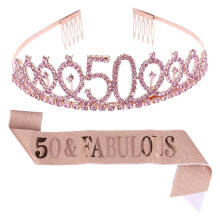 Σετ 2 τμχ Birthday Party Bright Sash and Crystal Hair Comb Set It Is My Birthday Sash για κορίτσια