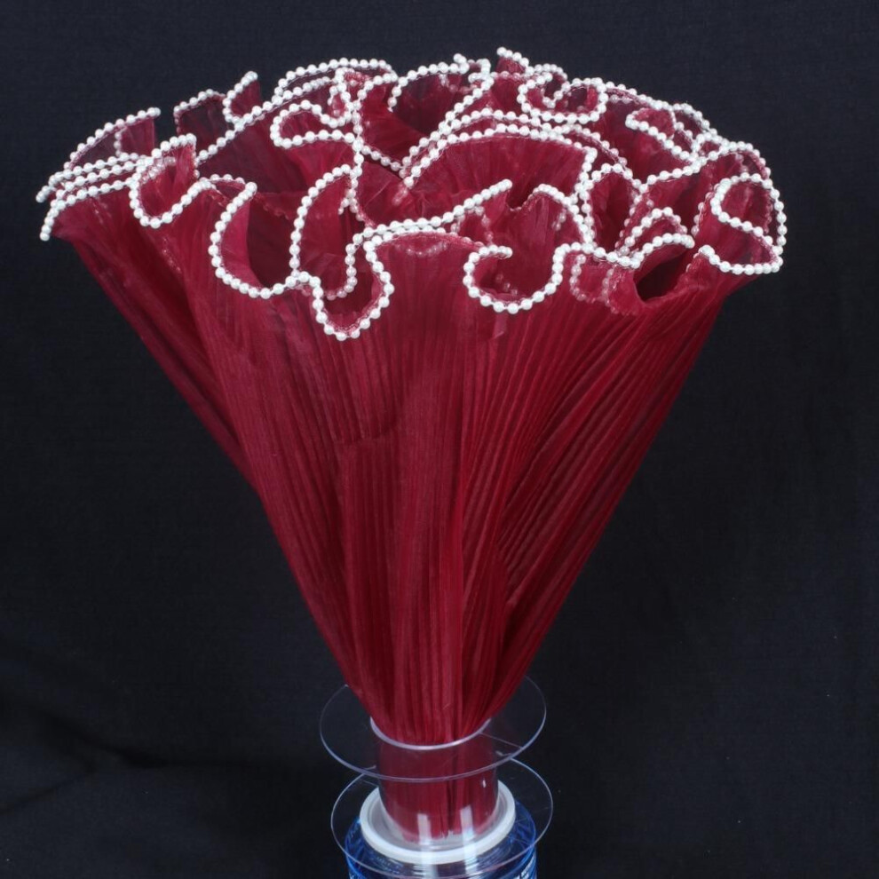 (wine red) Handmade Bouquet Flower Wrapping Cloth Pearl Lace Gift Packaging Paper  For Valentine's Day Wedding