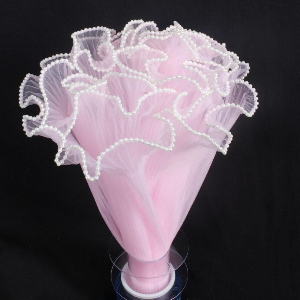 (light pink) Handmade Bouquet Flower Wrapping Cloth Pearl Lace Gift Packaging Paper  For Valentine's Day Wedding