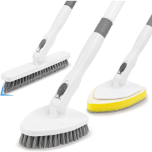 3 in 1 Tub and Tile Scrubber Bathroom Cleaner Shower Cleaning Brush 51.5 Detachable Long Handle, Stiff Bristles Scrub