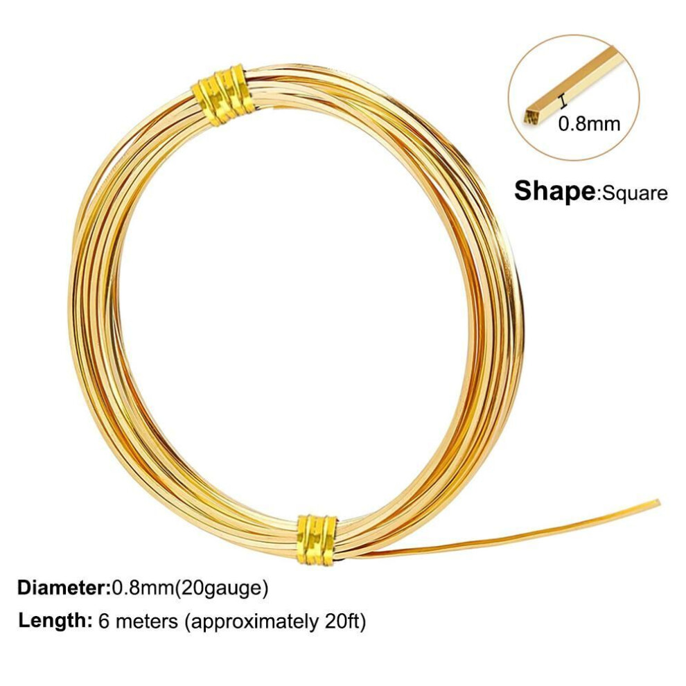 (0.8mm x 6M) 0.6mm,0.8mm,1.0mm 6m Square Copper Wire Soft Yellow Brass Wire For Jewelry Beading Craft Work