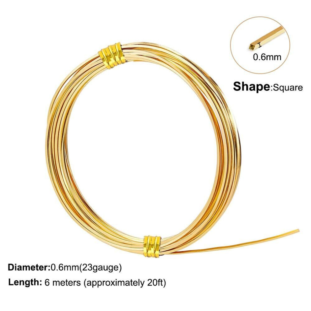 (0.6mm x 6M) 0.6mm,0.8mm,1.0mm 6m Square Copper Wire Soft Yellow Brass Wire For Jewelry Beading Craft Work