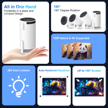 HY300 Pro Smart Projector 4K Support Android 11 Dual WiFi 6 BT5.4 1080P HD Home Outdoor Cinema