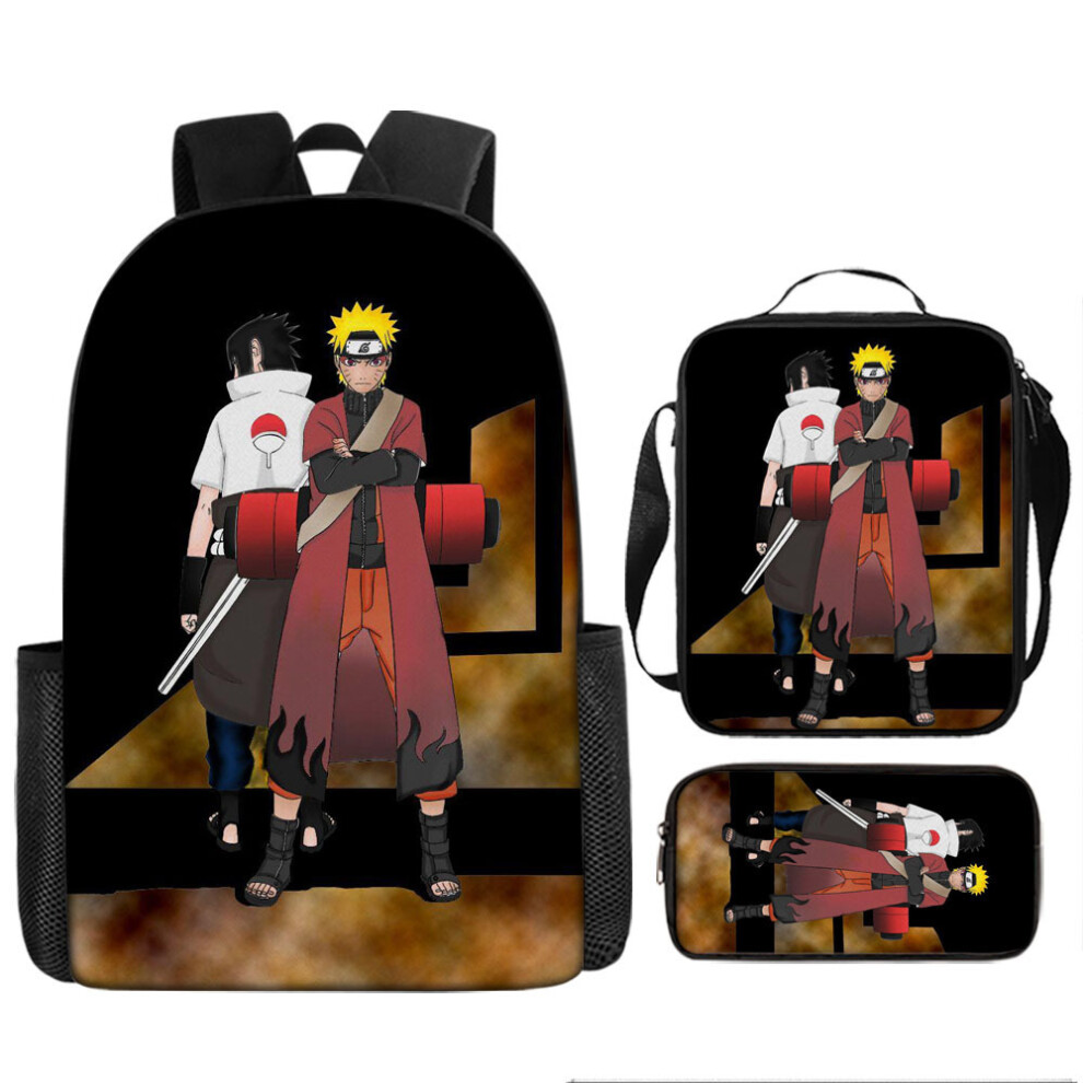 (Style 4, 17-inch backpack) New Naruto elementary schoolbag Naruto cartoon schoolbag three-piece backpack crossbody bag pen bag-image-OPC-PGM5VFB-NEW