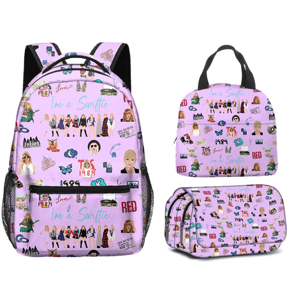 (9, Three-piece set) New Taylor Swift School Bag for Primary and Secondary School Students Children's Backpack Taylor Swift Print Backpack