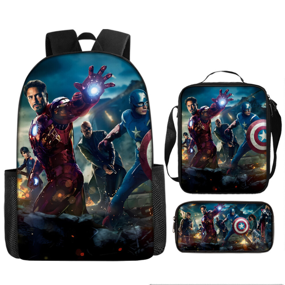 (19, Three-piece set) New Avengers Backpack Primary and Secondary School Students' School Bag Three-Piece Set 3D Digital Painted Backpack-image-OPC-PGM5XVJ-NEW
