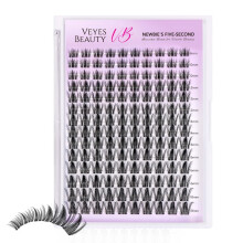 (black, Lash Tray) Veyesbeauty Manga Lash Clusters Dramatic Look Dynamic Volume Invisible Band Long-Lasting & Reusable 140 Clusters 8-18mm