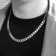 (45cm 18inches) 925 Sterling Silver Necklace For Mens Women Classic 6MM Chain