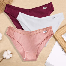 (Set14, 3pcs) 3pcs Womens Cotton Panties Sexy Intimates Low Rise Underwear Soft