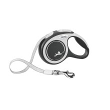 FLEXI New Comfort Einziehbare Hundeleine (Klebeband), ergonomisch, langlebig und verwicklungsfrei, f r Hunde bis 25 kg, 4,8 m, Mittelgrau/Schwarz