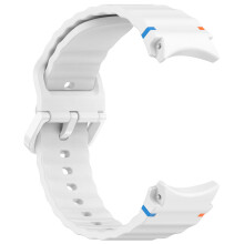 Watch Strap for Samsung Galaxy Watch 7 Silicone Watch Band Wave Pattern Line Colorful Buckle (White)