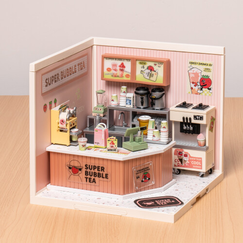 Robotime DIY Mini House Super Store Dollhouse Double Joy Bubble Tea 2