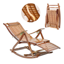 Garden Sanctuary Brown Bamboo Sun Lounger Rocking Chair with Footrest