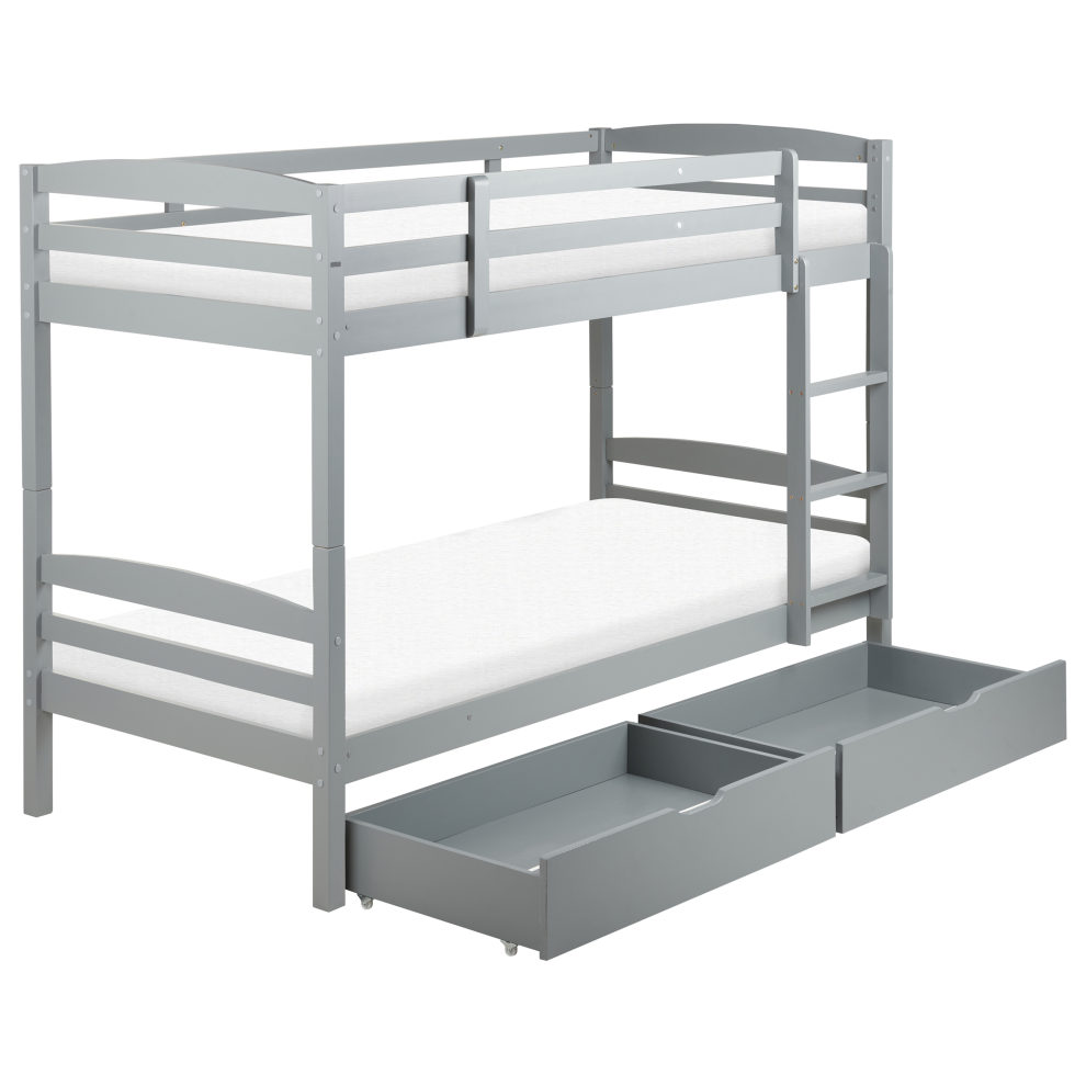 Bunk Bed with Drawers Pine Wood REGAT 90 x 200 cm (EU Single) Grey