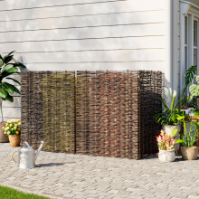 342cm W x 115cm H Outdoor Wicker Privacy Trash Can Fence