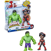 Hasbro Spidey en zijn geweldige vrienden Marvel Hero Reveal 2-pack - Actiefiguren - Mask Flip-functie Miles Morales: Spider-Man en Hulk 3 en hoger