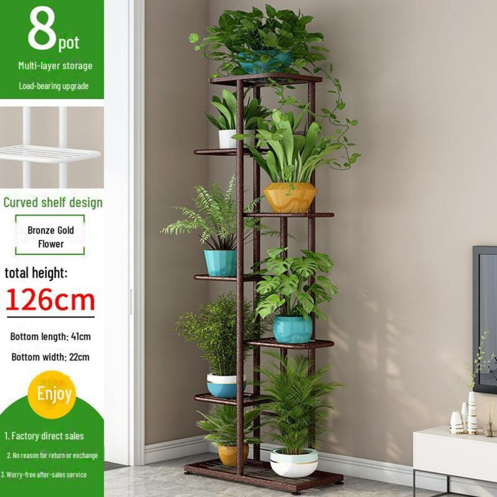 (as the picture, 7 layers, 8 pots) Nordic Light Luxury Multi-layer Metal Plant Stand For Balcony And Living Room