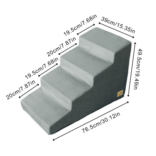 Bingopaw 4 Steps High-Density Foam Dog Steps Ramp Stairs for High Bed 1
