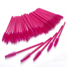 100 Pcs Hot Pink Disposable Mascara Wands Eyelash Brushes Brow Lash Extension Spoolie Applicator