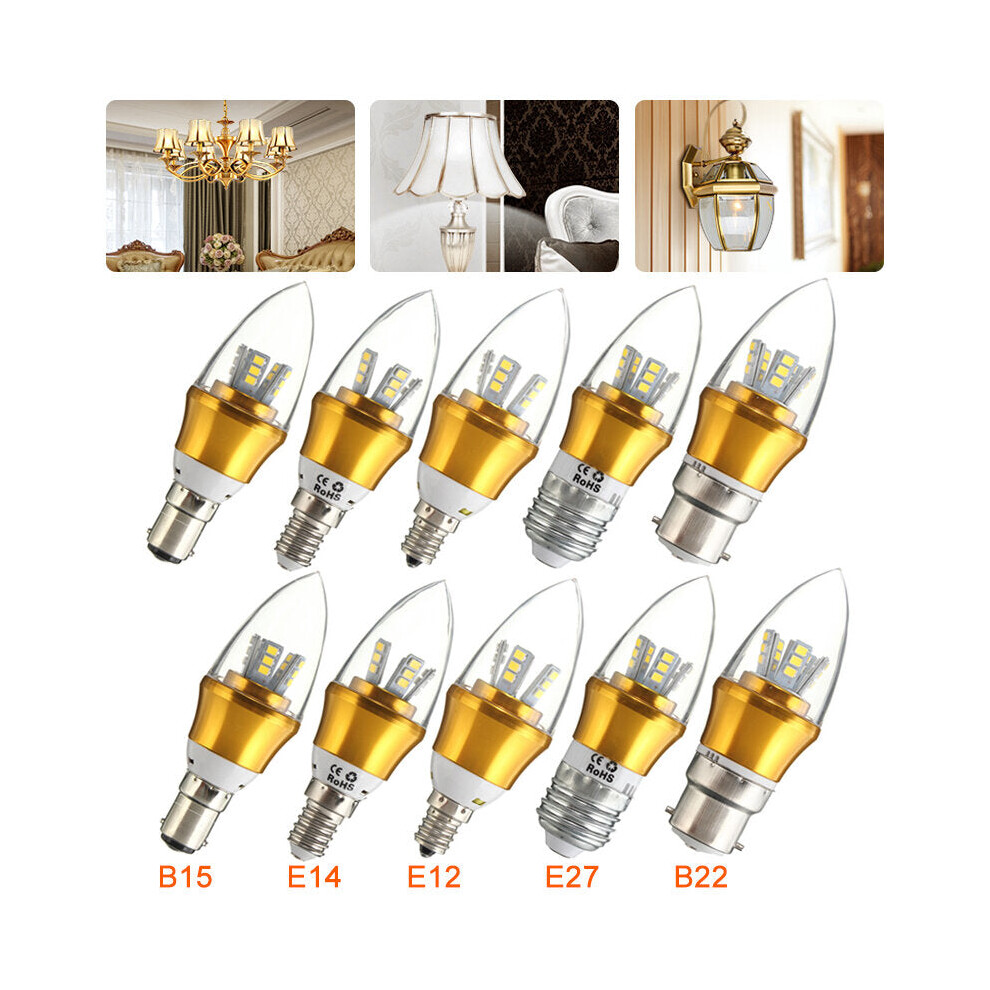 (Warm White, E12) 10W 220V Dimmable LED Candle Shape Light Bulb for Home Chandeliers Desk Lamp Wall Sconce