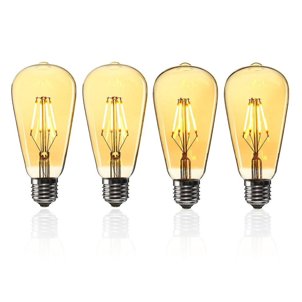 (Yellow, 110V) 4W Golden Cover Dimmable Retro Vintage Filament LED Bulb Light Lamp AC110/220V-image-OPC-PGM6BGY-NEW