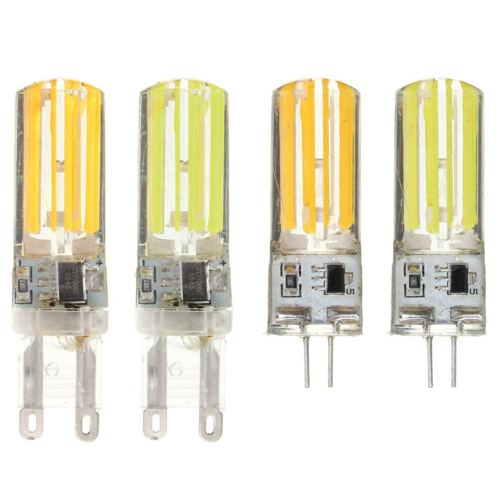 (Warm White, G4) Dimmable G4 G9 5W Silicone Warm White Pure White LED COB Light Bulb Chandelier Lamp AC220V