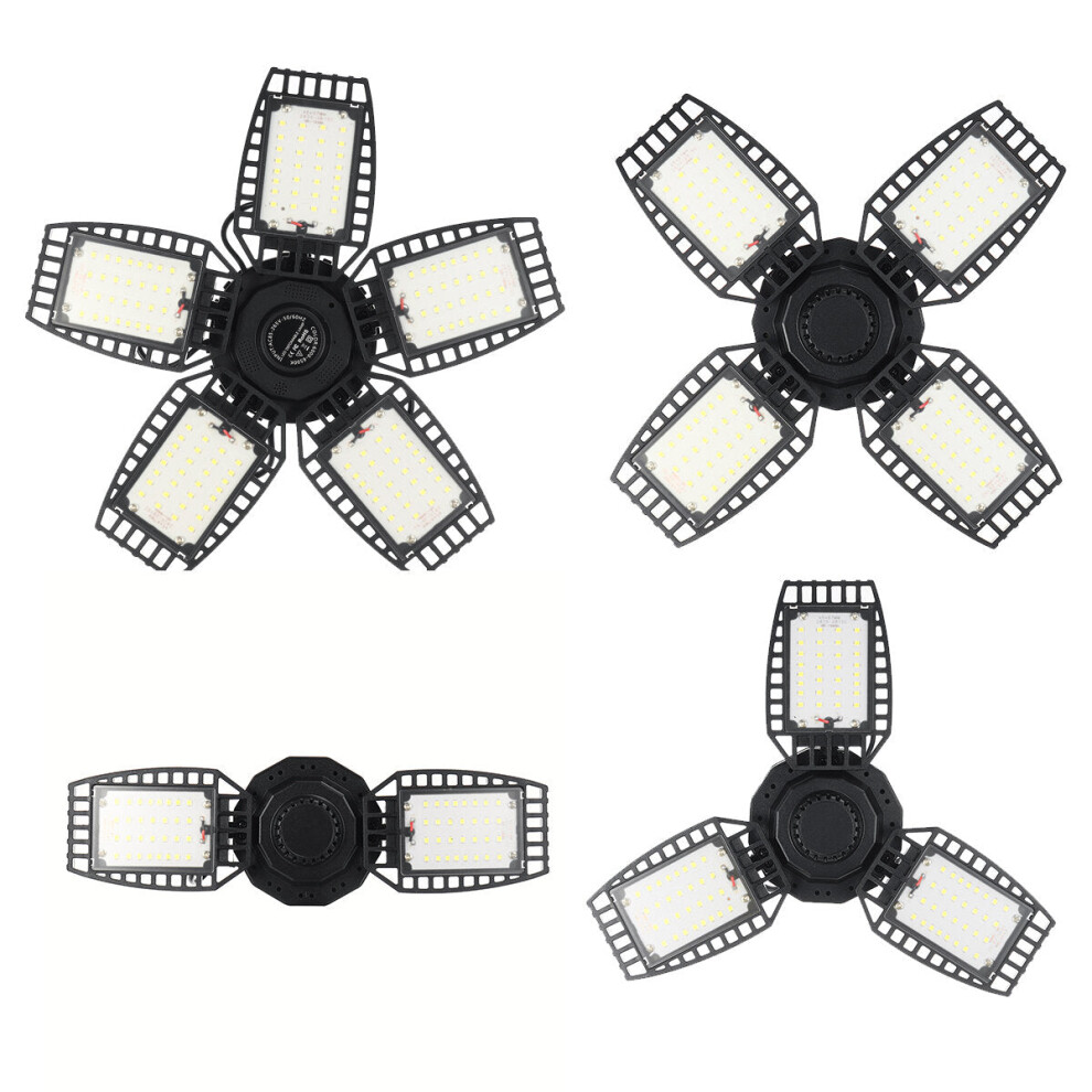 (Black, Two Leaves) 85-265V 10000LM Deformable LED Garage Light Bright Shop Foldable Ceiling Light Bulb-image-OPC-PGM6BRY-NEW