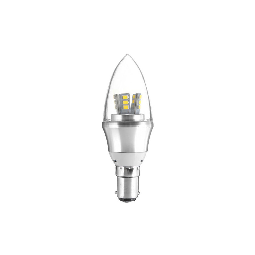 (Pure White, B22) E27/E14/E12/B22/B15 6W LED Warm White/White 25SMD 2835 Silver Candle Light Bulb Lamp 85-265V