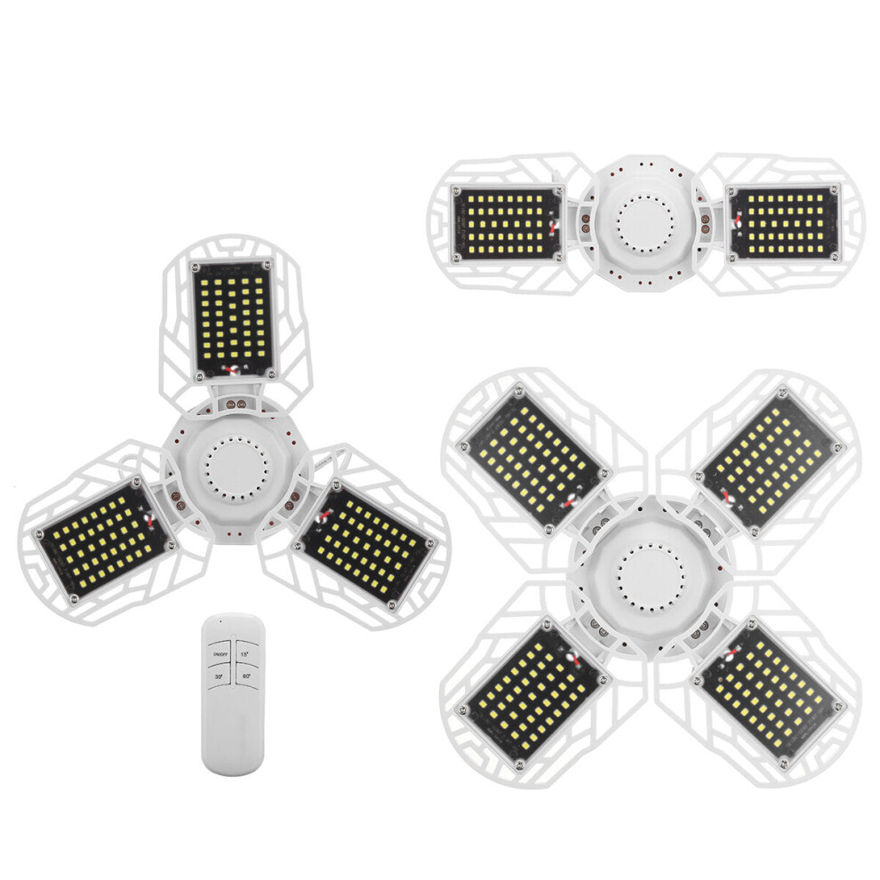 (3 Leafs, 110V) E27 LED Garage Light Bulb Ceiling Fixture Shop Workshop Deformable Lamp Remote-image-OPC-PGM6CTP-NEW