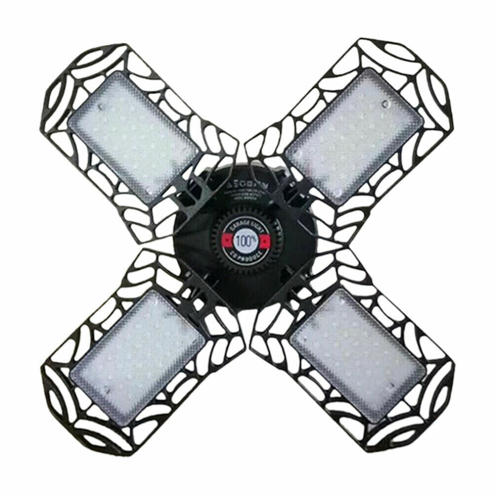 (Silver, 100W) E26 E27 80W 100W E27 LED Bulb Four-Leaves Shop Garage Light Deformable Panels Ceiling High Bay Lamp AC85-265V