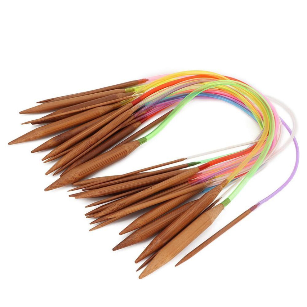Multicolor Plastic Pipe Carbonized Double Annular Bamboo Sweater Needles(60 cm23.6 in)