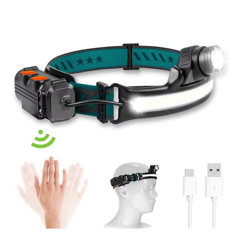 Photos - Flashlight  Induction Headlamp XPG+COB LED Head Lamp with Built-in Battery  Multi-function USB Rechargeable 6 M(1 pc 2000mah)
