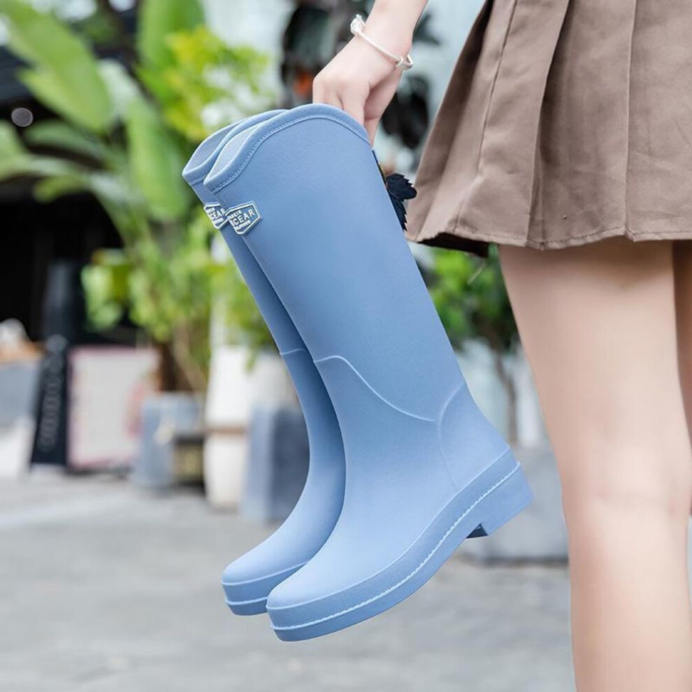 (blue, 36) Women's Mid-Calf Waterproof Rain Boots - Stylish Korean Design for Outdoors