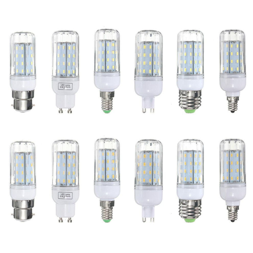 (Warm White, B22) E27 E14 E12 B22 G9 GU10 6W 56 SMD 4014 LED Warm White White Cover Corn Light Lamp Bulb AC 220V