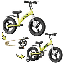 VTZII Laufrad 2-in-1 mit Pedalen, Bremse, St?tzr?dern, St?nder, Luftreifen f?r Kinder von 2?7 Jahren, Kinderfahrrad 12, 14, 16 Zoll (12 Zoll, Gr?n)