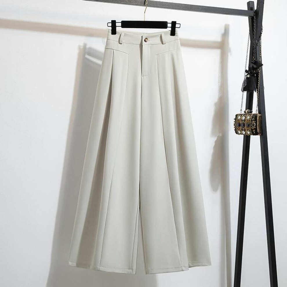 (ivory, XL) DIMANAF Summer 2025 Women Plus Size Pants High Waist Basic Elastic Wide Leg Pants Loose Casual Trousers Long Pants