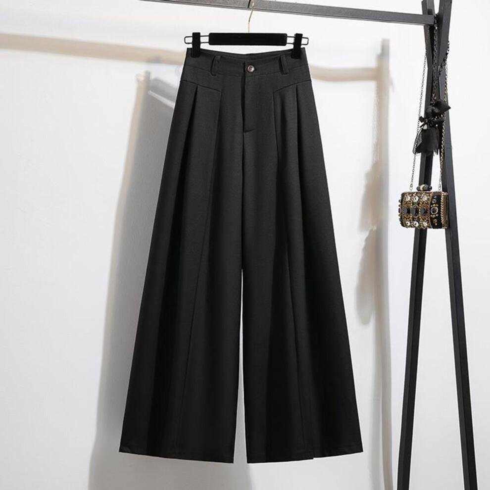 (black, L) DIMANAF Summer 2025 Women Plus Size Pants High Waist Basic Elastic Wide Leg Pants Loose Casual Trousers Long Pants