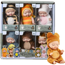 Set de 6 mini poupées bébés de 4 pouces, jouets poupées mignonnes avec vêtements d'animaux et lit superposé