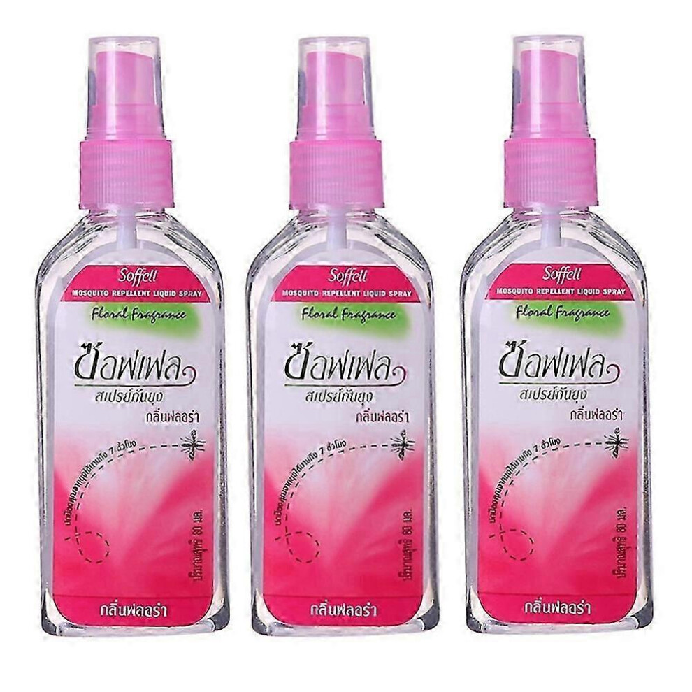 3X 80ml Mosquito Spray Thailand Plant Anti-mosquito Bite Swelling Itching Mosquito Repellent Liquid Spray for Body Pest Killer NEW