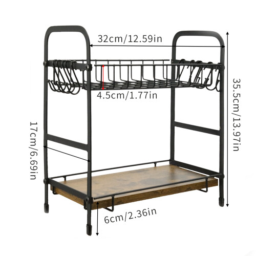 Brown-Black Mug Coffee Cup Organizer Holder Stand with 12 Hooks 1