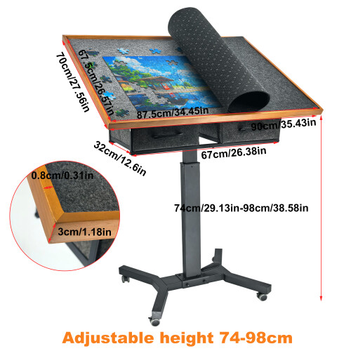 1500 Piece Jigsaw Puzzle Table for Adults With Tilting Angle & Wheels 1
