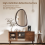 70x50cm Industrial Wall Irregular Hanging Mirror Black Walnut 4