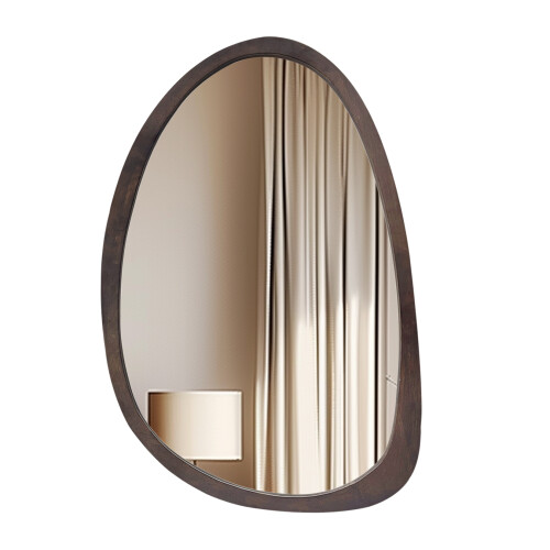90x60cm Decorative Asymmetrical Wall Mirror Black Walnut