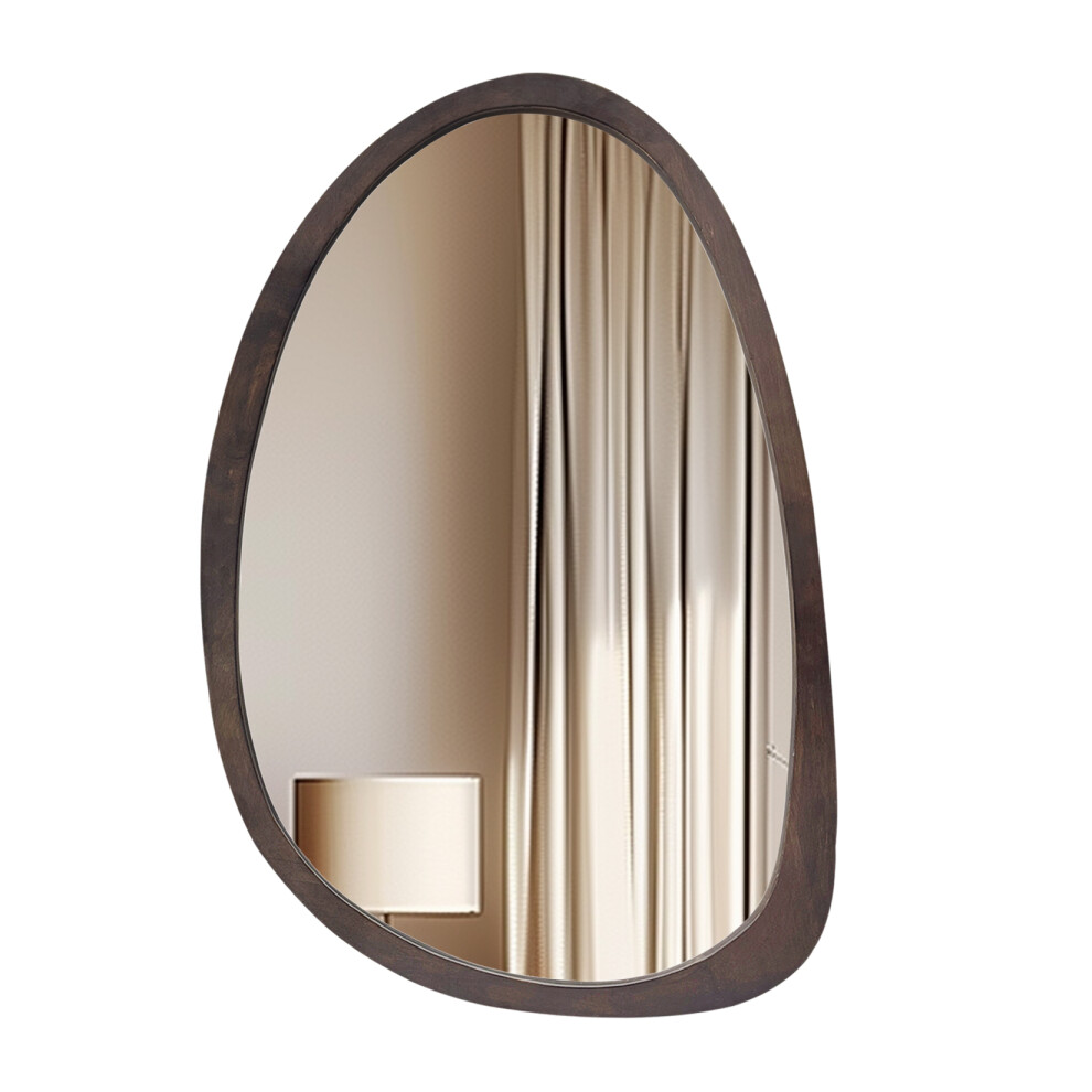 90x60cm Decorative Asymmetrical Wall Mirror Black Walnut-image-OPC-PGM6JXF-NEW