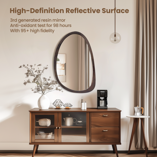 90x60cm Decorative Asymmetrical Wall Mirror Black Walnut 2